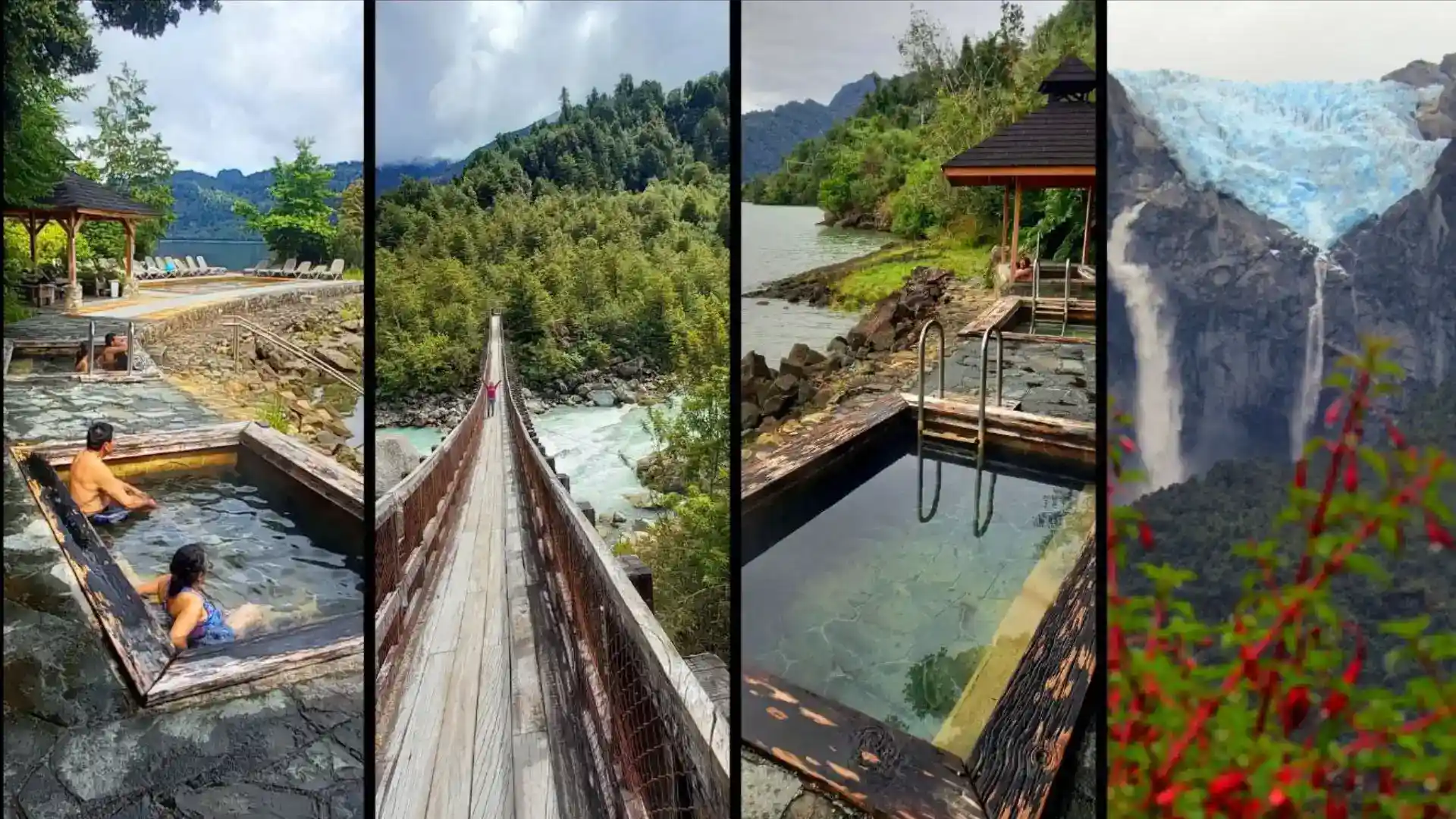Pasarela de madera en medio de frondoso bosque nativo en el Tour Parque y Termas Aysén